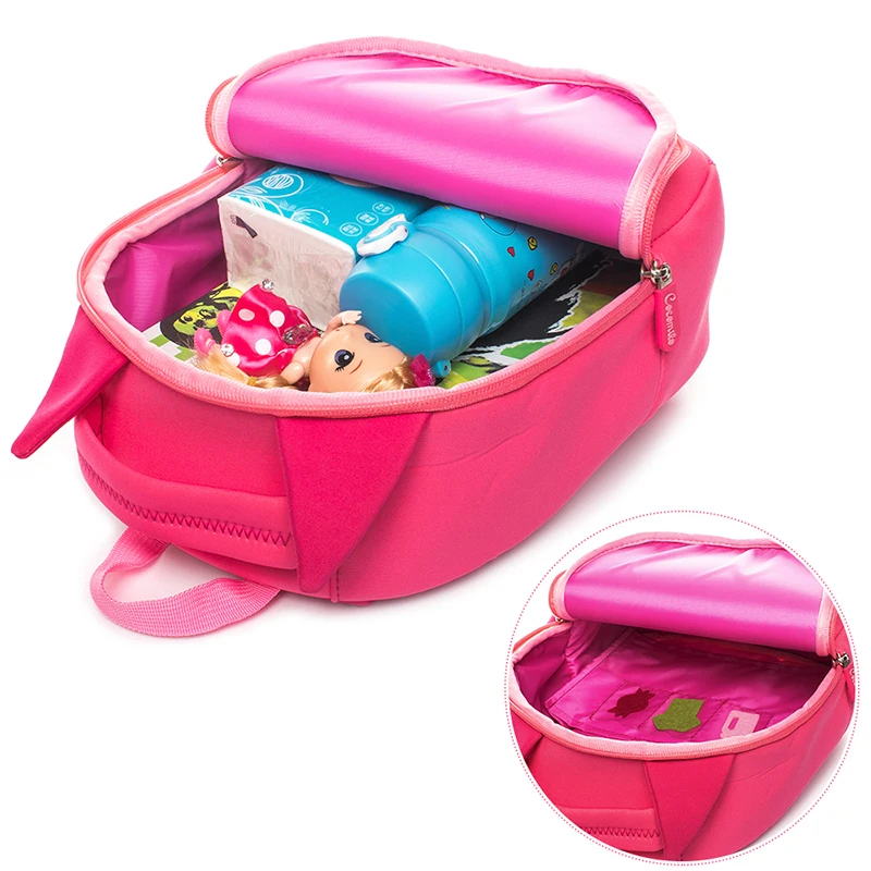 Cocomilo Kids School Backpack Girls Lovely Pink Cat Printing Anti-lost Baby Bag with Belt Cute Kindergarten Animal School Bag