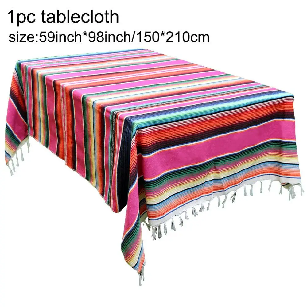 Tablecloth cotton OurWarm хлопок настольная дорожка синий Мексиканская фиеста вечерние красочные одеяло скатерти Tote подарки сумка Свадьба День рождения Домашний декор - Цвет: Tablecloth cotton
