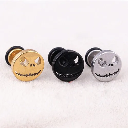Женские и мужские серьги с изображением черепа монстра Skeleton Monster Head, цвет золото и черный, из нержавеющей стали, кольцевые серьги в виде черепа, украшения для ушей Brincos.