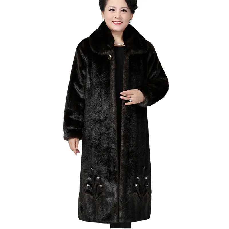 Женская Шуба из искусственного меха норки теплая шуба большого размера для