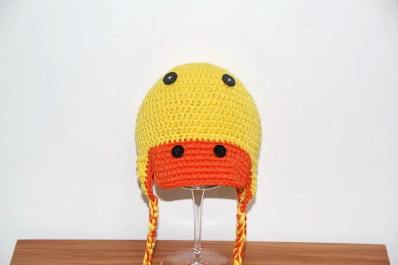 free shipping children's Earflaps hat 100% cotton Baby Boy Girl Crochet yellow Duck Hat Costume Infant Halloween Costumes | Детская