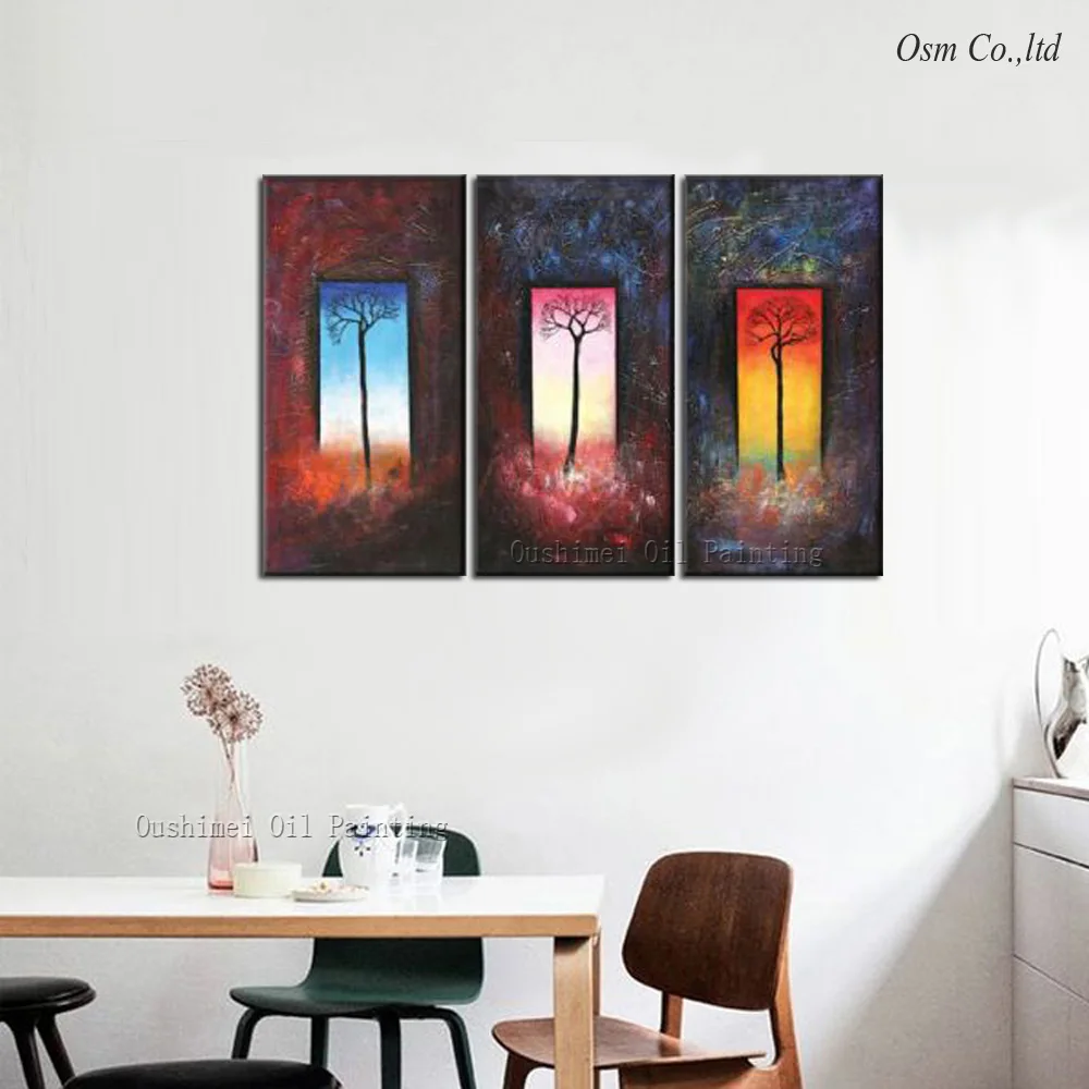 Professional Artist Handmade High Quality Abstract Three Panels Tree Oil Painting on Canvas Art | Дом и сад