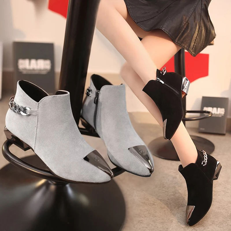 Botines Mujer 2018 Thigh High Boots Martin Shoes Female Fashion Point Toe Square Heels Women Spring Autumn | Обувь