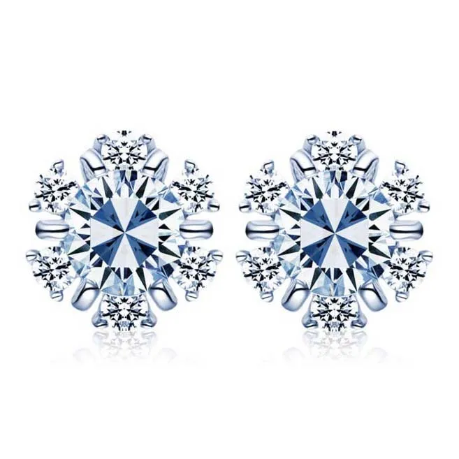 Позолоченные серьги в форме снежинки инкрустированные из циркона