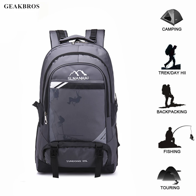 

65L Backpack Outdoor Sports Bag Mountain Rucksack Climbing Bag Hiking Camping Fishing Waterproof Wear-resisting Nylon Bag