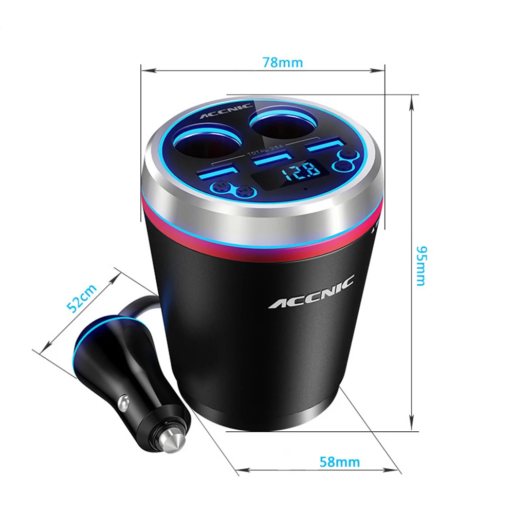 Автомобильный Прикуриватель разъем Зарядное устройство чашевидный 12 24V Bluetooth 3 0