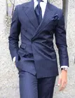 Мужской Блейзер в полоску, облегающий Свадебный костюм для жениха, костюм для выпускного вечера, пиджак + брюки + галстук, 2 предмета, 2019