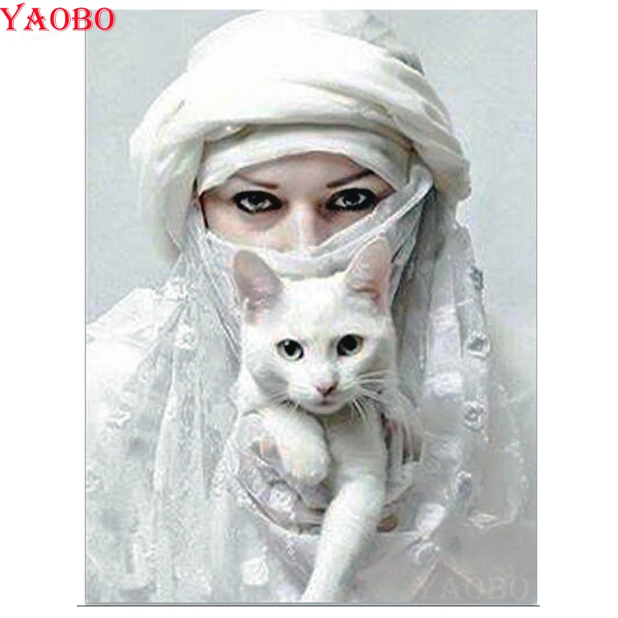 

5d Diamond Painting animal cat Diamond Embroidery Masked woman Bead cross stitch Diamond Mosaic Picture Rhinestone Decoration