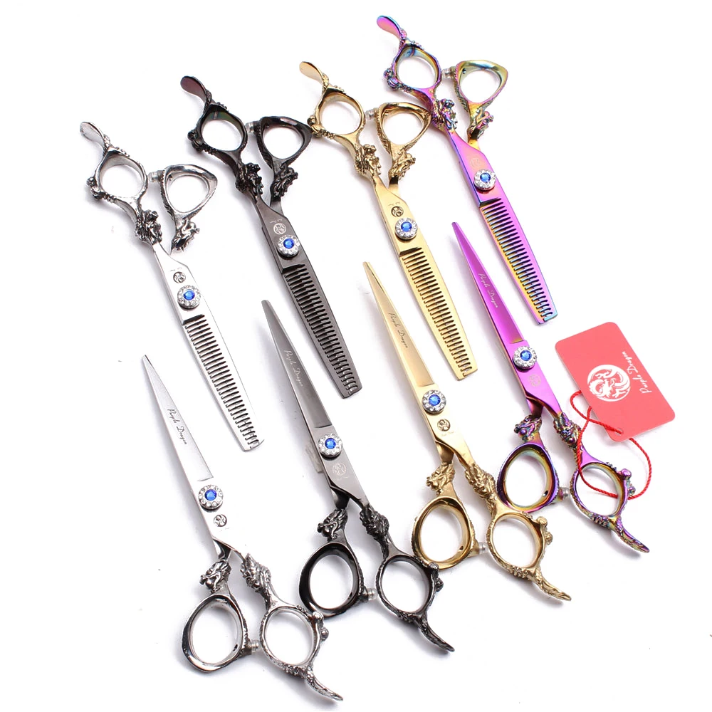 

1Pair 9004# 5.5" 440C Purple Dragon Haircut Scissors Barber Scissors Cutting Shears Thinning Scissors Professional Hair Scissors