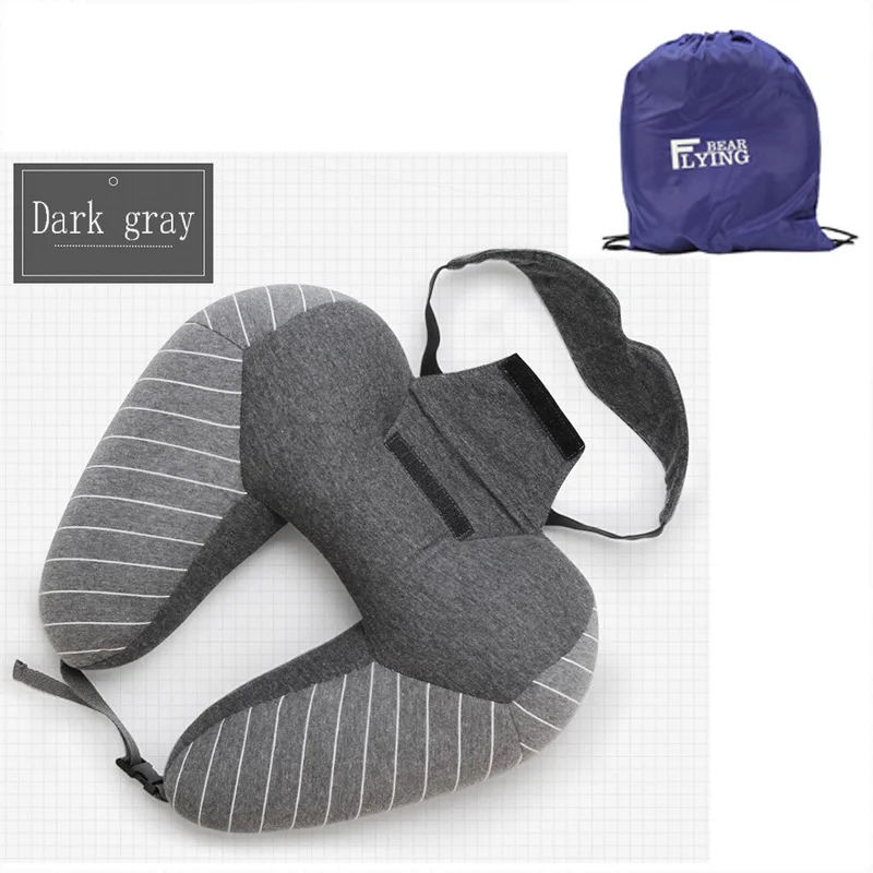 Light gray 2 in 1 Многофункциональная u-образная бизнес-подушка для шеи и маска для глаз авиационная офисная Подушка для сна для шеи чехол для Глаз Аксессуары для путешествий - Цвет: Light gray 2 in 1