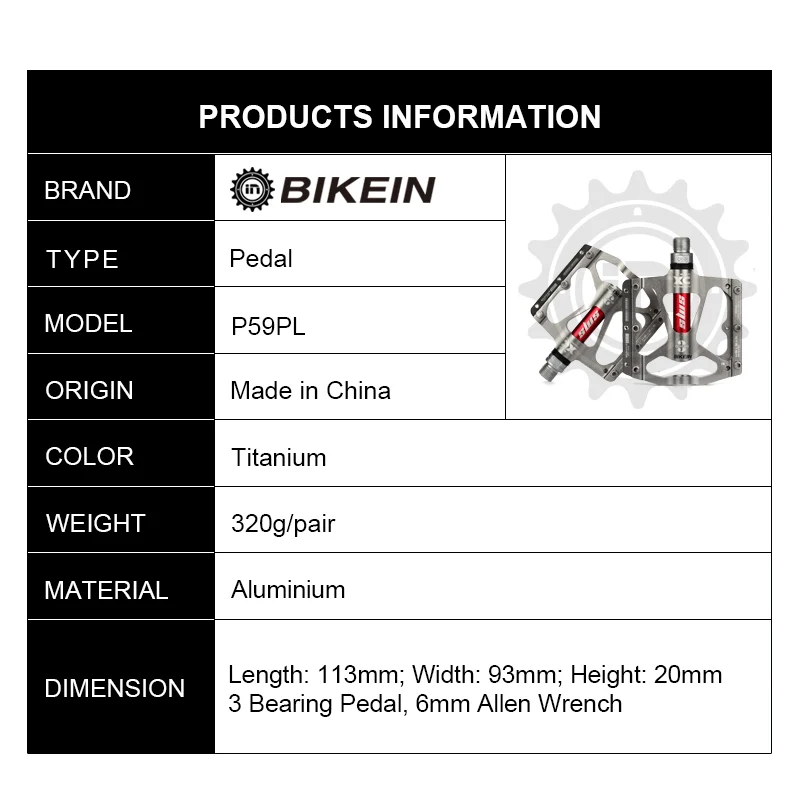 

BIKEIN Cycling CNC Ultralight BMX Bicycle Pedal Anti-Slip 3 Bearing 7 Colors 9/16 Inch Mountain Bike Flat Pedals MTB Accessories