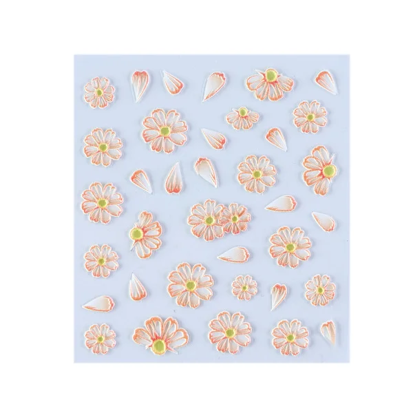 5 5D Embossed Nail Sticker Decals Blooming Flower Acrylic Engraved 3D Slider Manicure Empaistic Nail Art Decoration Tips CH1019 - Цвет: 5
