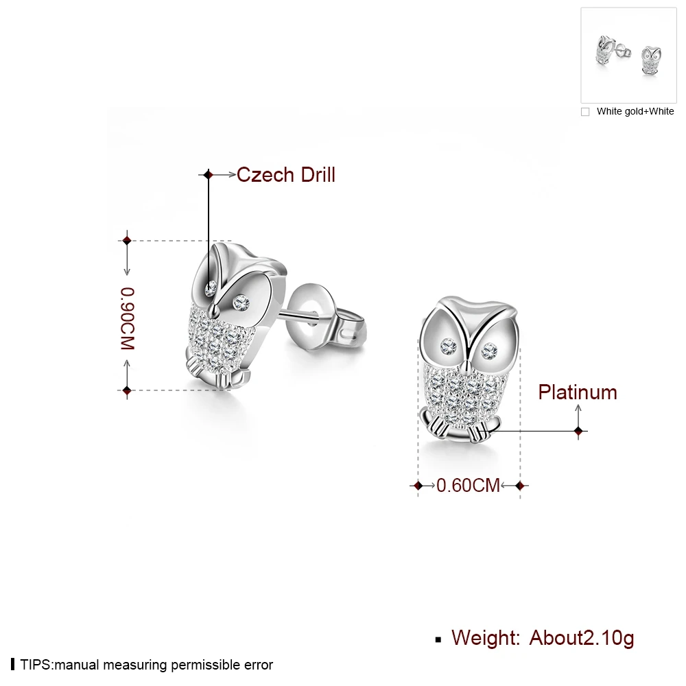 10pcs Wholesale Retail Owl Jewelry Genuine 925 Sterling Silver With Shining Cubic Zirconia Gem Stone Animal Woman Stud Earrings | Украшения