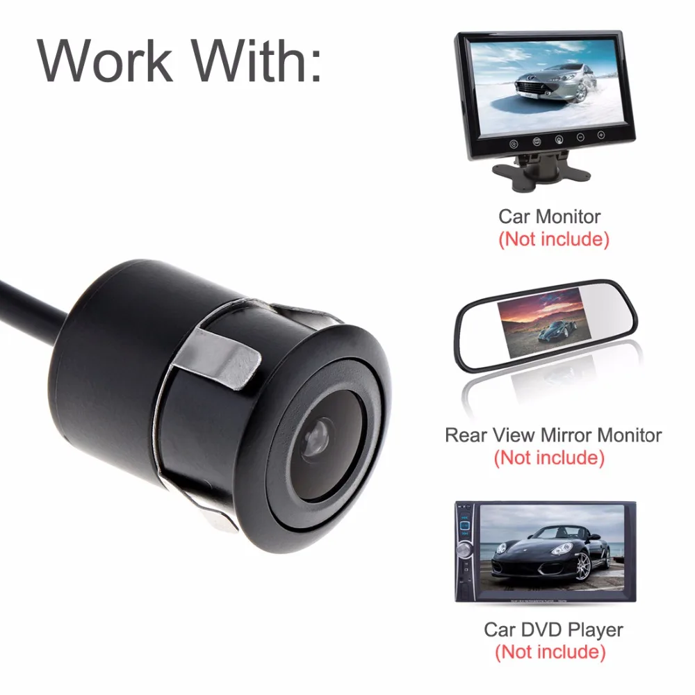 

Universal Waterproof DC 12V 2 In 1 CCD Car Rear View Camera 170 Degrees Wide Angle with Parking Lines and 18.5mm Glass Lens