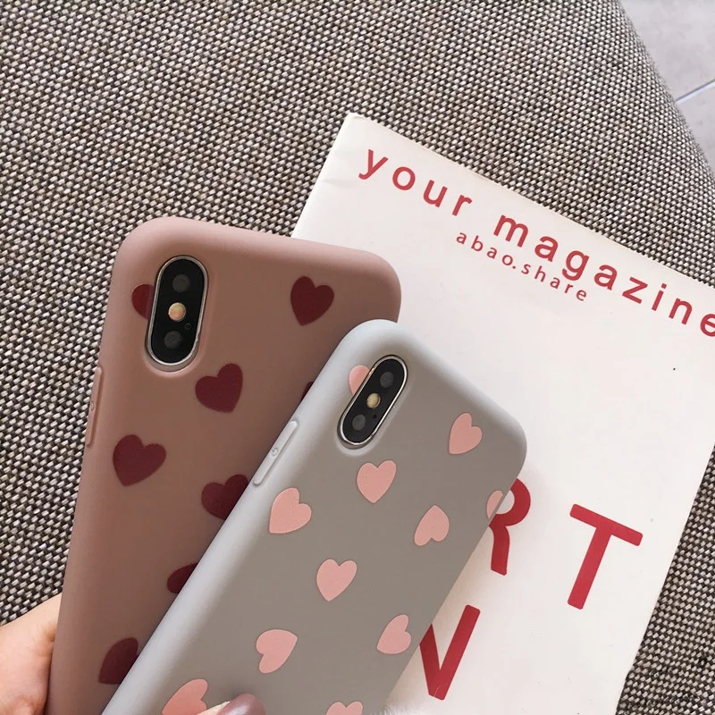 Cute Love Heart For iphone XS Max XR X Phone Case 8 7 6s 6 plus Back Cover Fashion Lovely Cartoon Shell Capa |