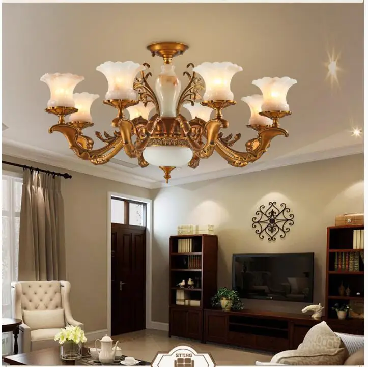 Бесплатная доставка новая бронзовая антикварная Нефритовая дизайнерская люстра