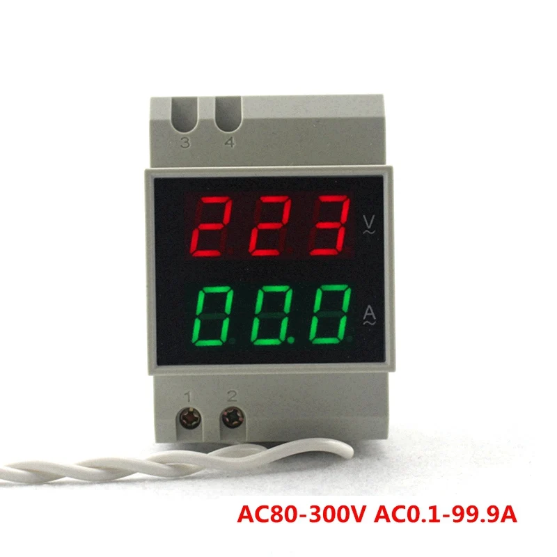 Din рейка AC80 300V AC200 450V 0 1 99.9A Напряжение Ток Панель тестер двойной светодиодный
