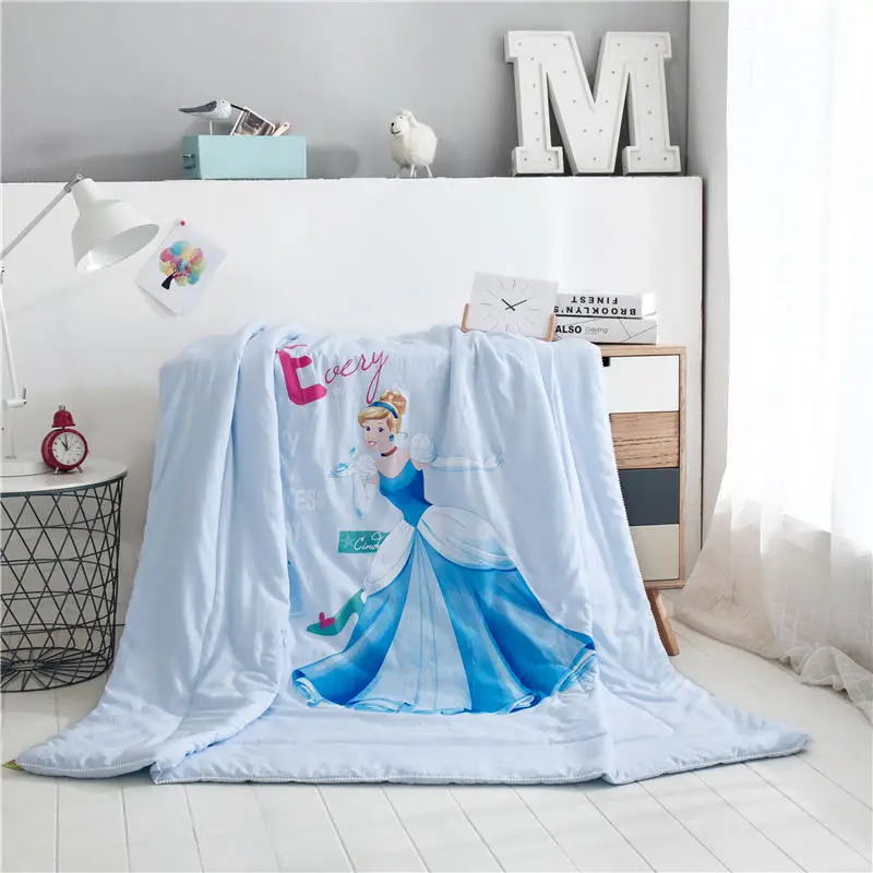 

new disney blue cinderella blanket for bed twin queen size summer quilt baby girl bedroom decor throw blanket 3d reactive print