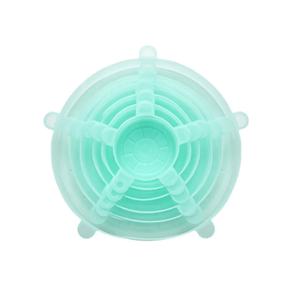 6pc-Green Кухонные принадлежности 6 шт многоразовый силикон постельное белье эластичная крышка фрукты и овощи цепляющая пленка чаша горшок пищевая упаковка свежесть - Color: 6pc-Green