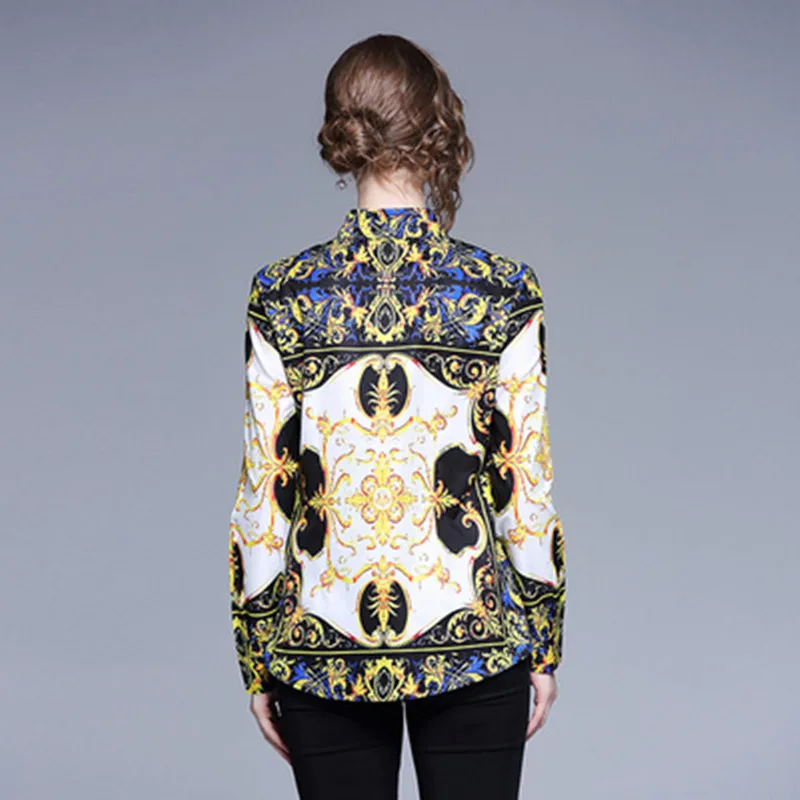 Blusas mujer de moda дизайнерские топы для подиума женская рубашка с длинным рукавом