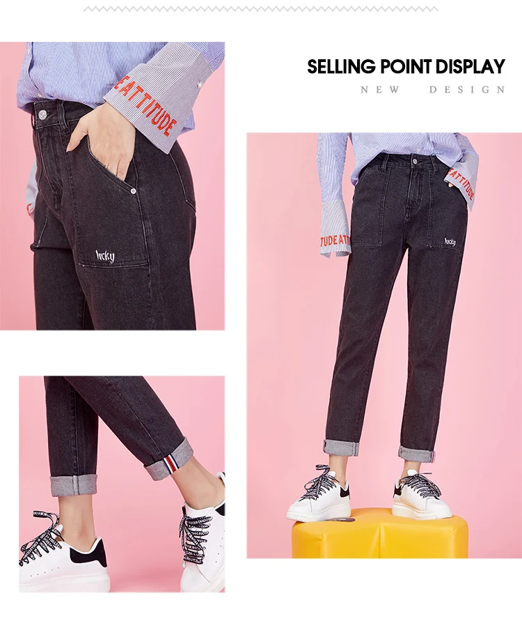 LEIJIJEANS новые свободные дамские шаровары с низкой эластичной талией Черные Серые Ретро Классические джинсы размера плюс Дамские джинсы Harlan 9007