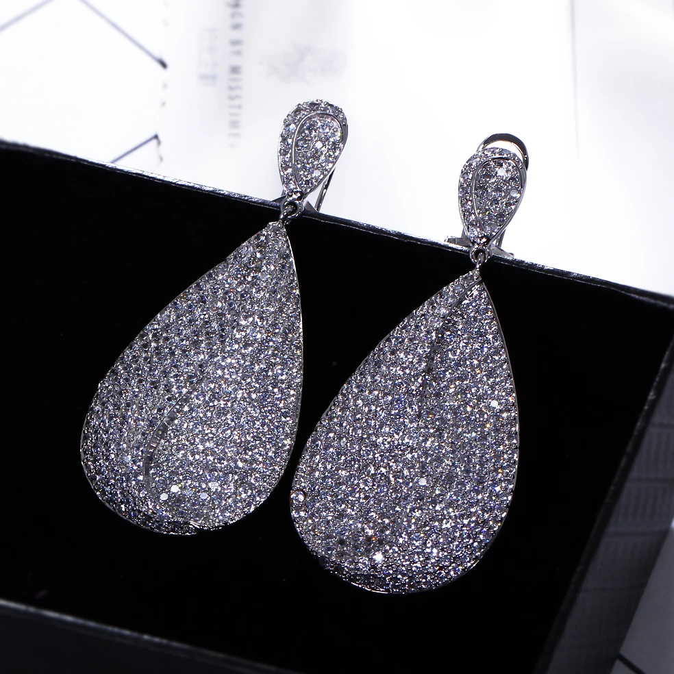 New White Color Wedding earrings Setting wiht Cubic Zirconia Stone Fashion Drop Earrings Free Shipping | Украшения и аксессуары