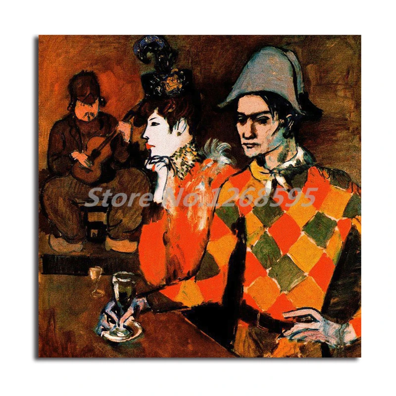 Harlequin With Glass 1905 By Pablo Picasso HD Art Canvas Poster Painting Wall Picture Print Home Bedroom Decoration Framework | Дом и сад