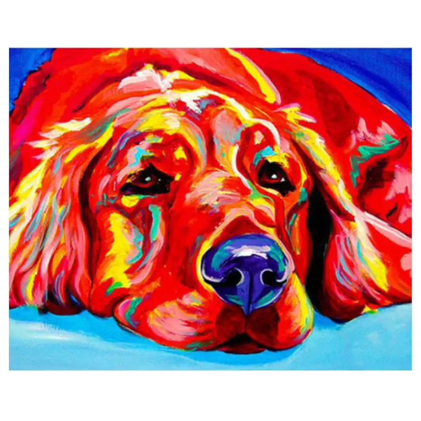 dog painting 17 RIHE рамка животное Сделай Сам краска по номерам Акриловая Краска на холсте Абстрактная олень ручная краска ed масляная краска для домашнего декора 40x50 см - Цвет: dog painting 17