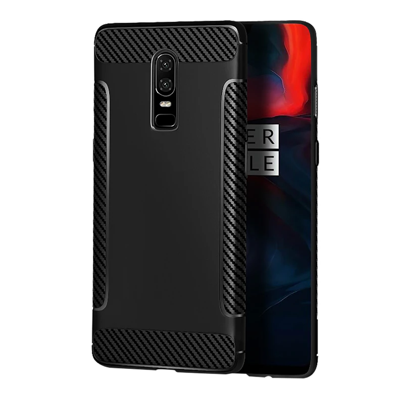 For Cover Oneplus 6 Case Anti-Knock Matte Soft Carbon fiber Wing TPU Protective Shell Phone |