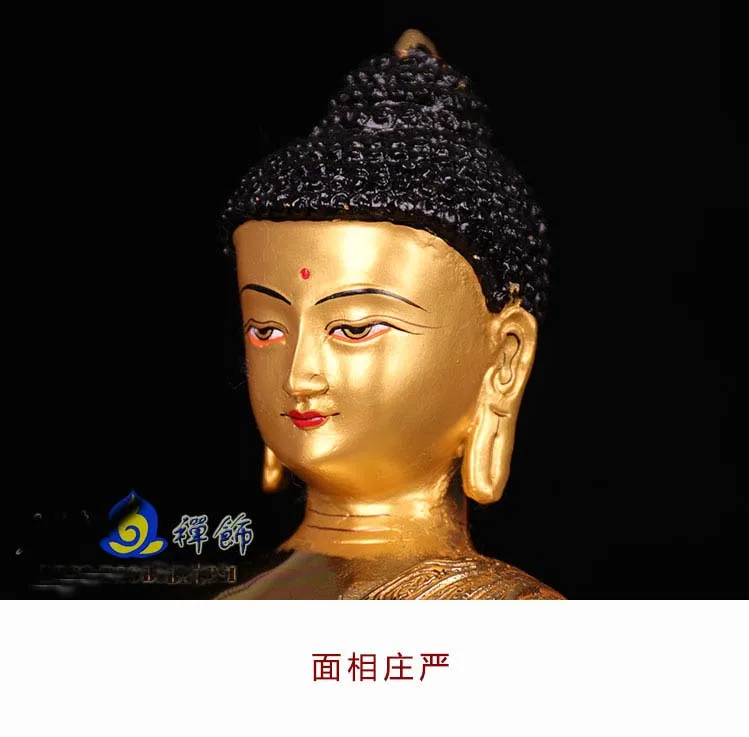

TOP GOOD Buddha # HOME Talisman Protection # Tibetan Buddhism Shakya Mani the Buddha Gilding brass statue 28 CM