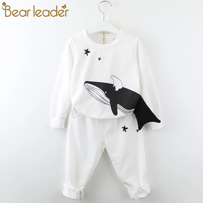 Bear Leader/комплекты одежды для мальчиков Новинка года, осенняя Модная стильная футболка с длинными рукавами и рисунком животных+ штаны, одежда для детей возрастом от 3 до 7 лет