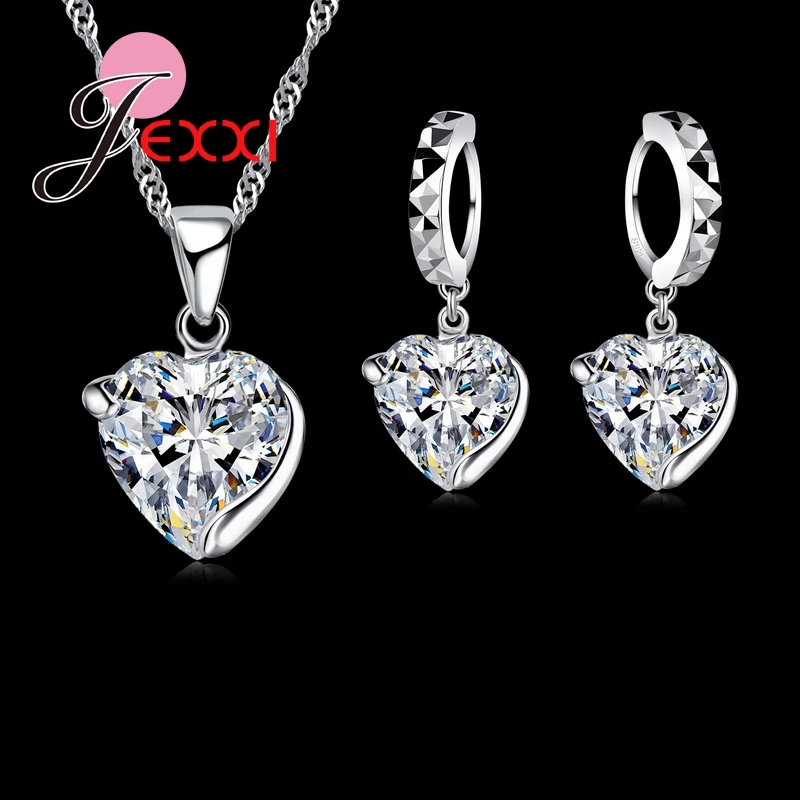 

Precious Gift Lady's Best Love Jewelry Heart Shape Water Wave Necklace Drop Earrings Fashion Jewelry 925 Sterling Silver
