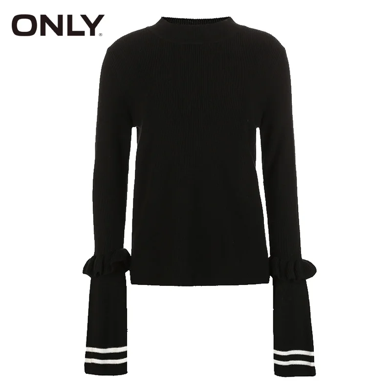ONLY Brand 2018 NEW casual computer knitted full length flare sleeve regular ruched solid female sweater 117313530 | Женская одежда