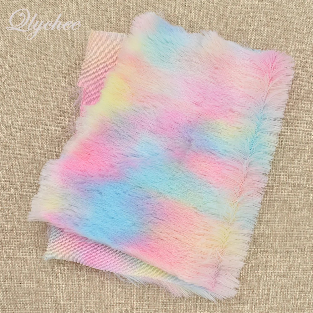 Уникальная Радужная градиентная Полиэстеровая меховая ткань A4 29*21 см для девочек