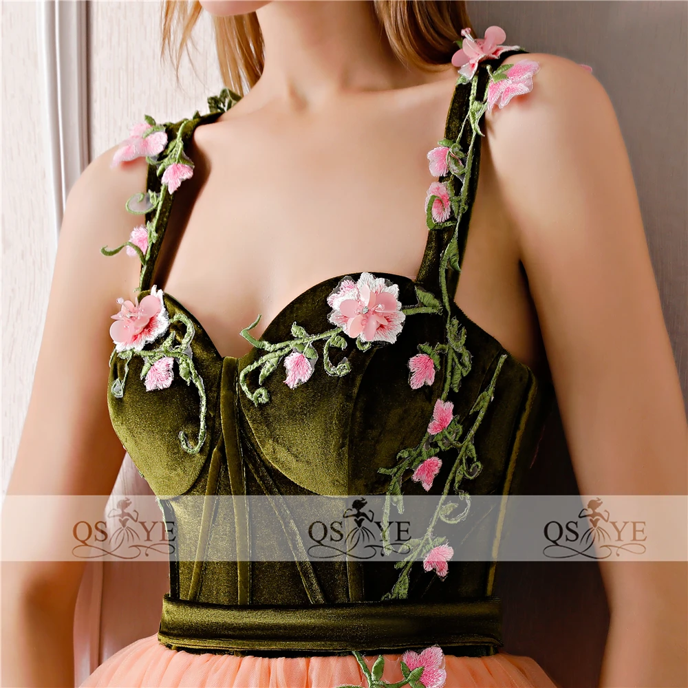 QSYYE 2018 винтажные Длинные Выпускные платья Robe de Soiree 3D цветочное розовое Тюлевое