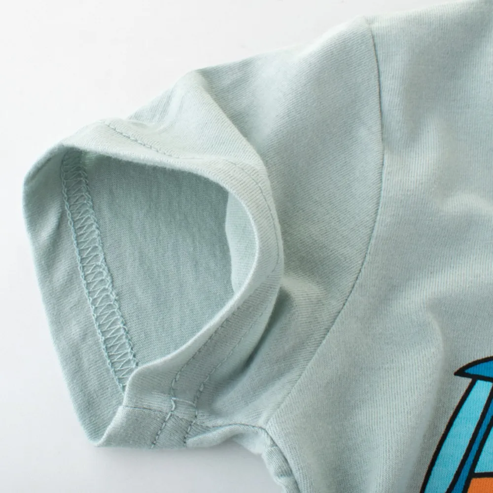 Летняя детская футболка с милым мультяшным автомобилем комфортная хлопковая Футболка о вырезом и коротким