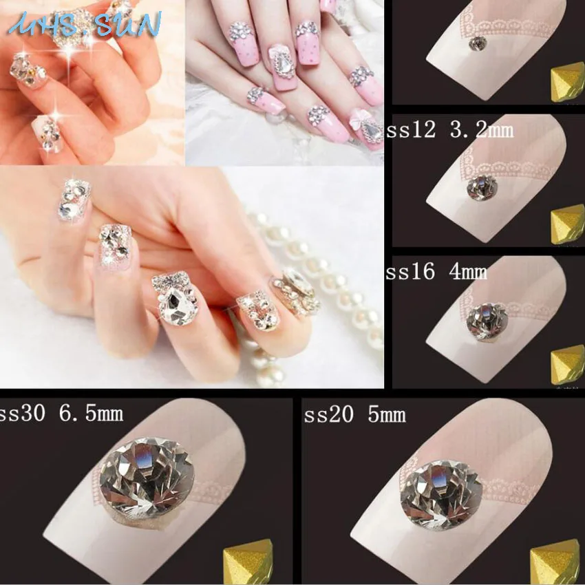 MHS. SUN SS35-SS45 остроконечные стеклянные стразы для ногтей фуксия/розовый круглый кристалл для украшения свадебной одежды свободные камни