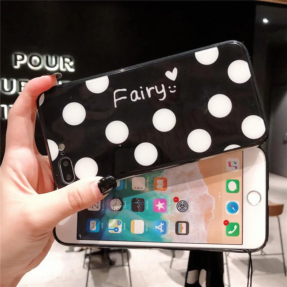 Kuulee For iPhone 6 plus/6S plus Fashion Wave Point Pattern Color Edge Soft Glass Full Protection Anti-falling Phone Case |