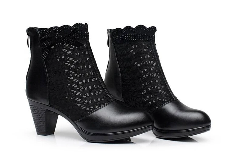 Женские черные ботильоны из натуральной кожи на шнурках осень и весну 2019|ankle boots for