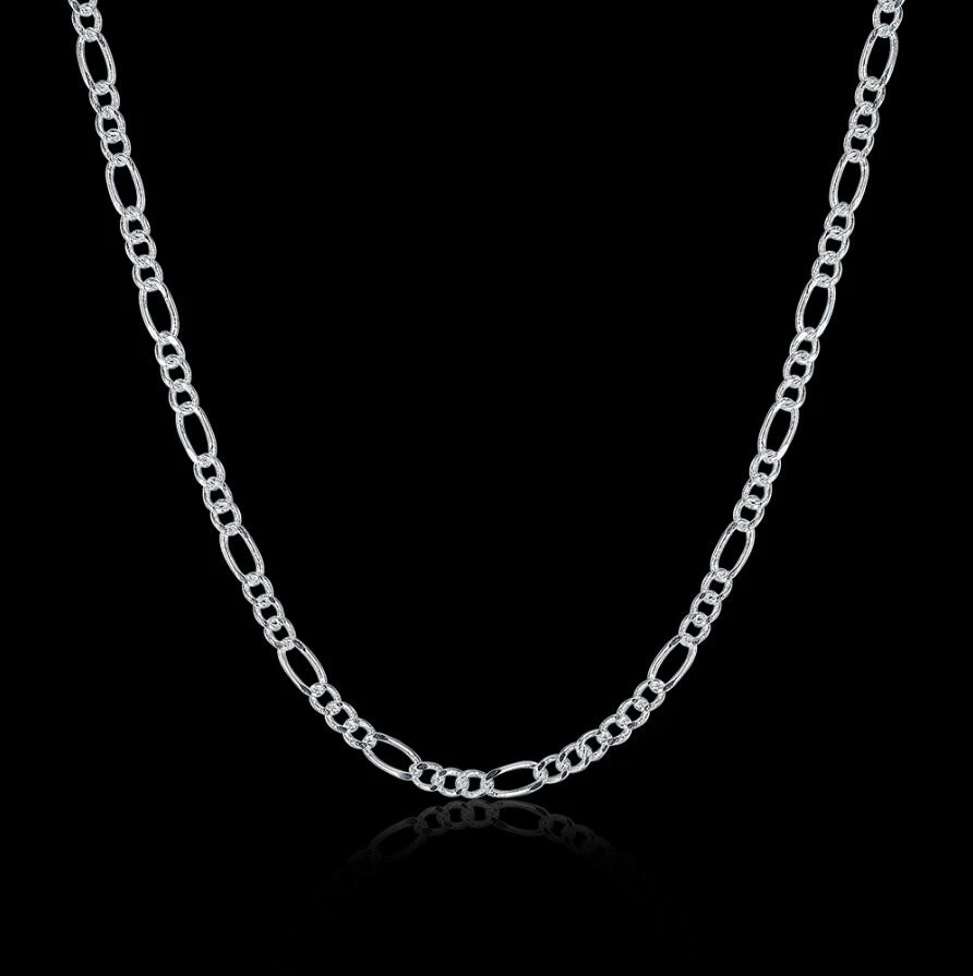 

Italian 925 Sterling Silver Diamond-Cut 2mm Figaro Link Chain Necklace 40 45 50 55 60 65 70 75cm Length Chioces Chain Necklace