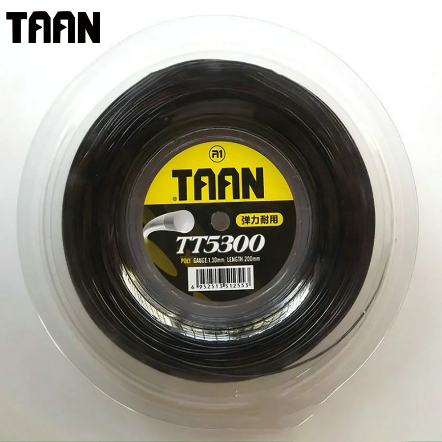 BALCK TAAN TS5300 1,30 мм Теннисная ракетка струнная Спортивная 200 м Катушка серая черная теннисная тренировочная струна Прочный Контроль - Цвет: BALCK