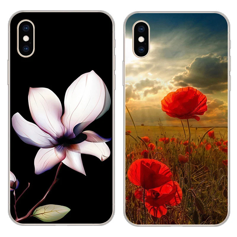 5 8 дюймовый чехол для iphone XS мягкий телефона в цветочек защитный 10S Чехлы