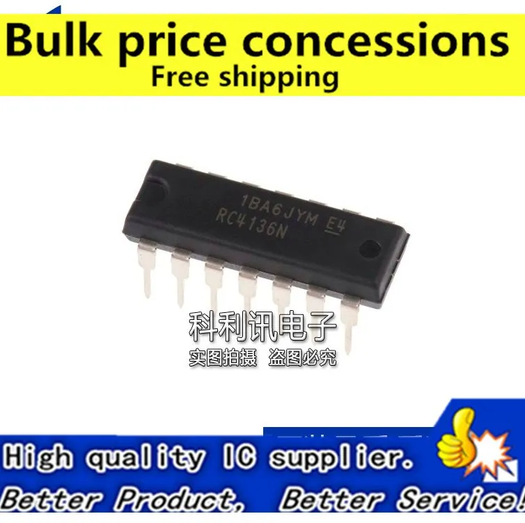 

Free Shipping 20pcs/lot RC4136N RC4136 DIP-14 IC NEW