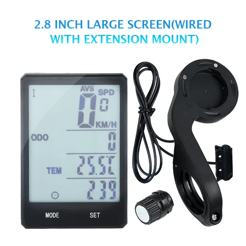 Wired ExtensionMoun INBIKE 2,8 дюймов велосипедный беспроводной компьютер непромокаемый одометр велосипедный спидометр секундомер Подсветка Многофункциональный для езды на велосипеде - Цвет: Wired ExtensionMoun