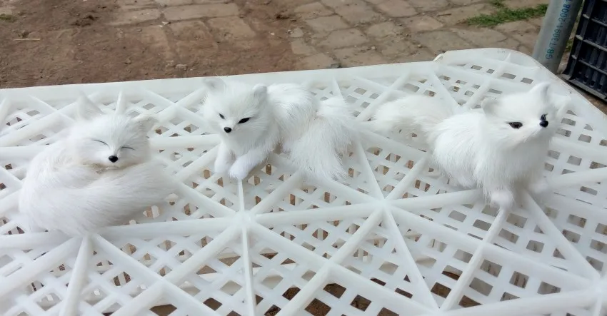 

simulation white fox hard model about 12cm ,polyethylene&fur fox home decoration toy Xmas gift 1673