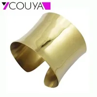 Fashion 316L Stainless Steel Cuff Bracelets and Bangles Silver Color Shiny Femininas Wide Big Bangles Hot Sale Bijoux For Women