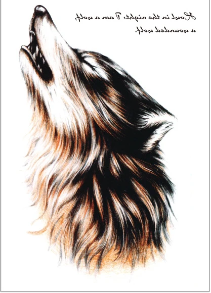 

Waterproof Temporary Tattoo Stickers large size 21*14.5cm cried wolf tatoo flash fake tattoo for men women