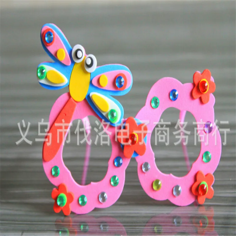 10pcs/set DIY Handmade Cartoon animal Glasses 3D Eva Stickers Educational Toys For Kids Birthday Party Gift baby puzzles toy | Игрушки и