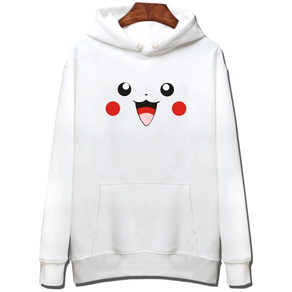 Толстовка с капюшоном Pikachu модный флисовый свитер на осень и зиму Повседневная в
