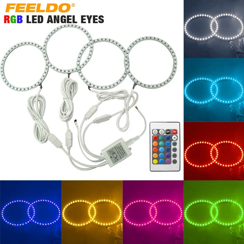 FEELDO 4X 120 мм автомобильные 5050 SMD RGB светодиодные дневные ходовые огни ангельские